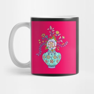 drawing of a floral bouquet on pink Mug
